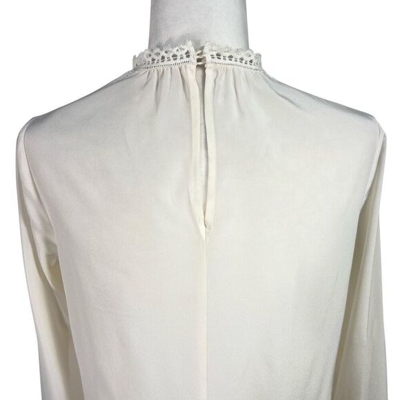 Rebecca Taylor Women's Cream Long Sleeve Sheer Yoke Silk Blend Blouse Size 4 - Picture 14 of 14
